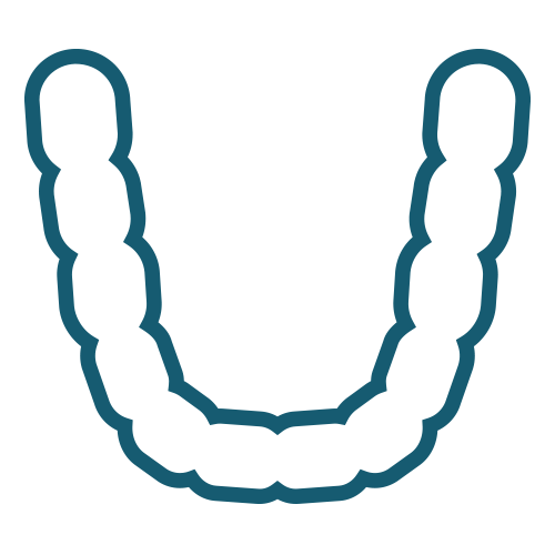 An outline of a patient's teeth whitening tray