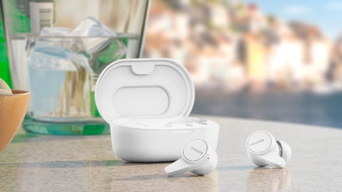 True wireless headphones with charging case