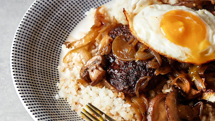 Loco Moco with Teriyaki Gravy Grilled Indoors